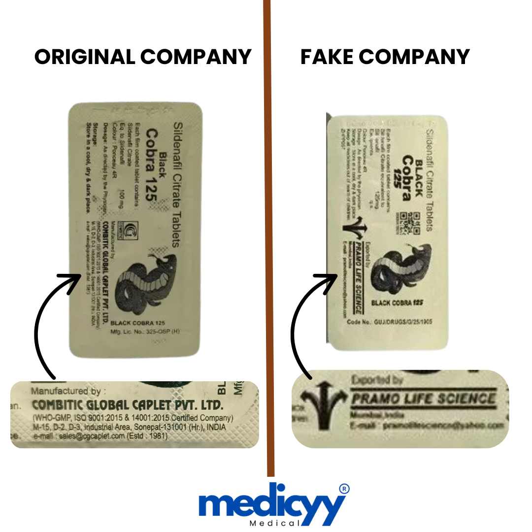 Black cobra 125Mg by Combitic Global Caplet Pvt Ltd (India).