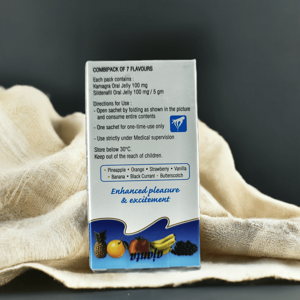 Kamagra Oral Jelly 100mg by Ajanta Pharma - Flavored 7 Sachets