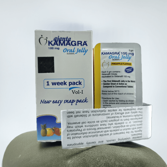 Kamagra Oral Jelly 100mg by Ajanta Pharma - Flavored 7 Sachets